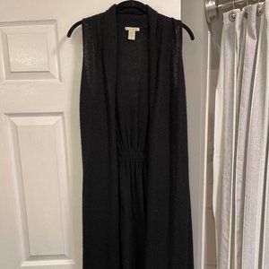 Long cashmere sleeveless cardigan